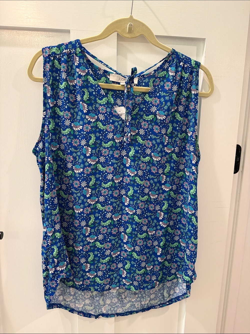 LOFT Blue Floral Sleeveless Tank Top
